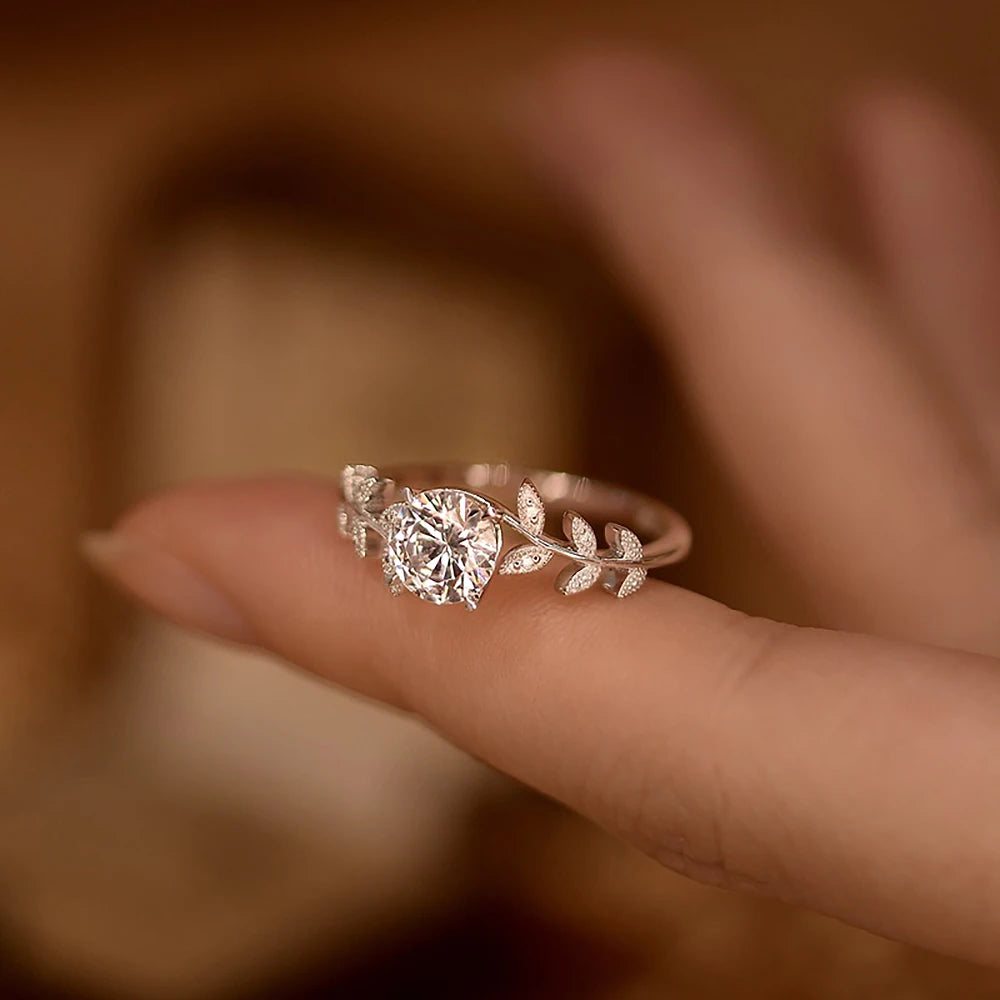 "Leaf of New Beginnings" Moissanite Promise Ring