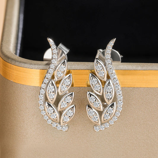 Leaf of New Beginnings Moissanite Earrings