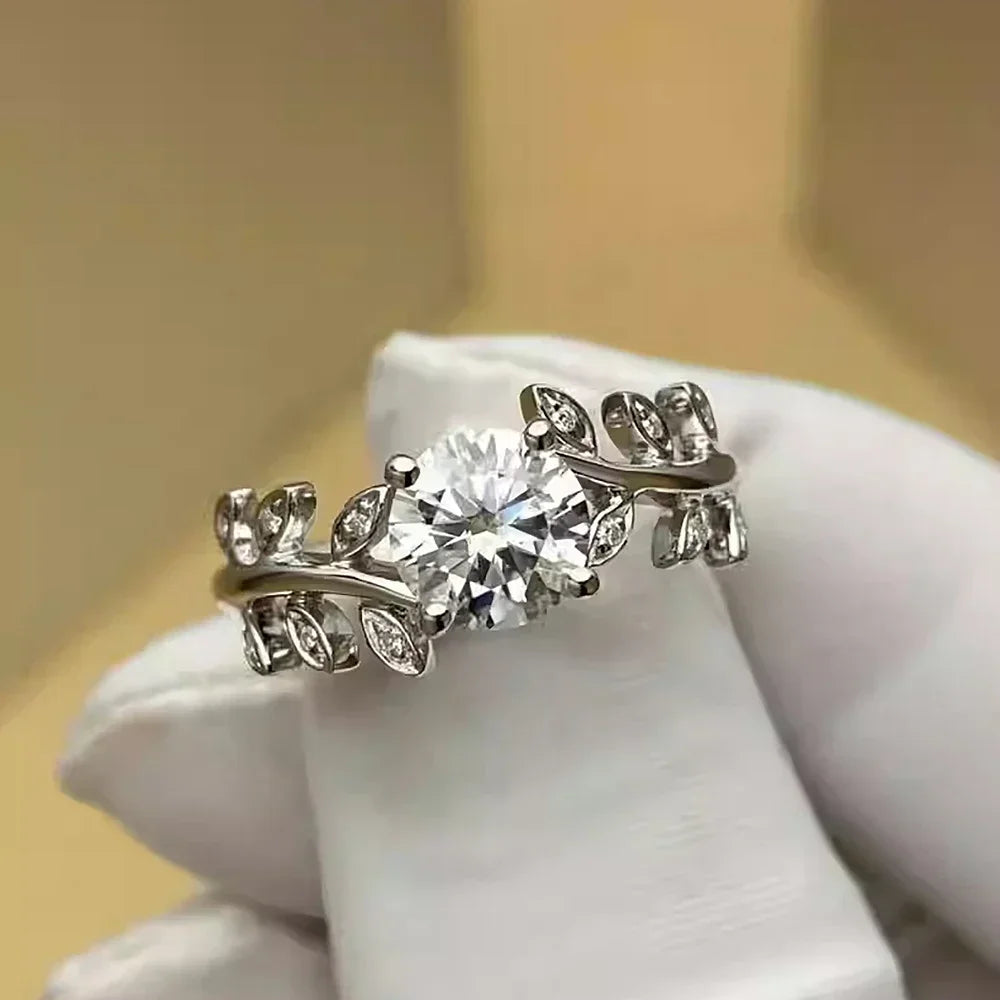 "Leaf of New Beginnings" Moissanite Promise Ring