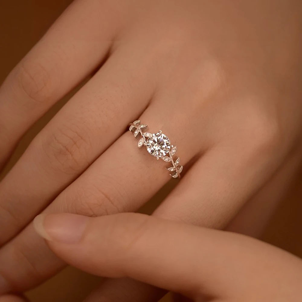 "Leaf of New Beginnings" Moissanite Promise Ring