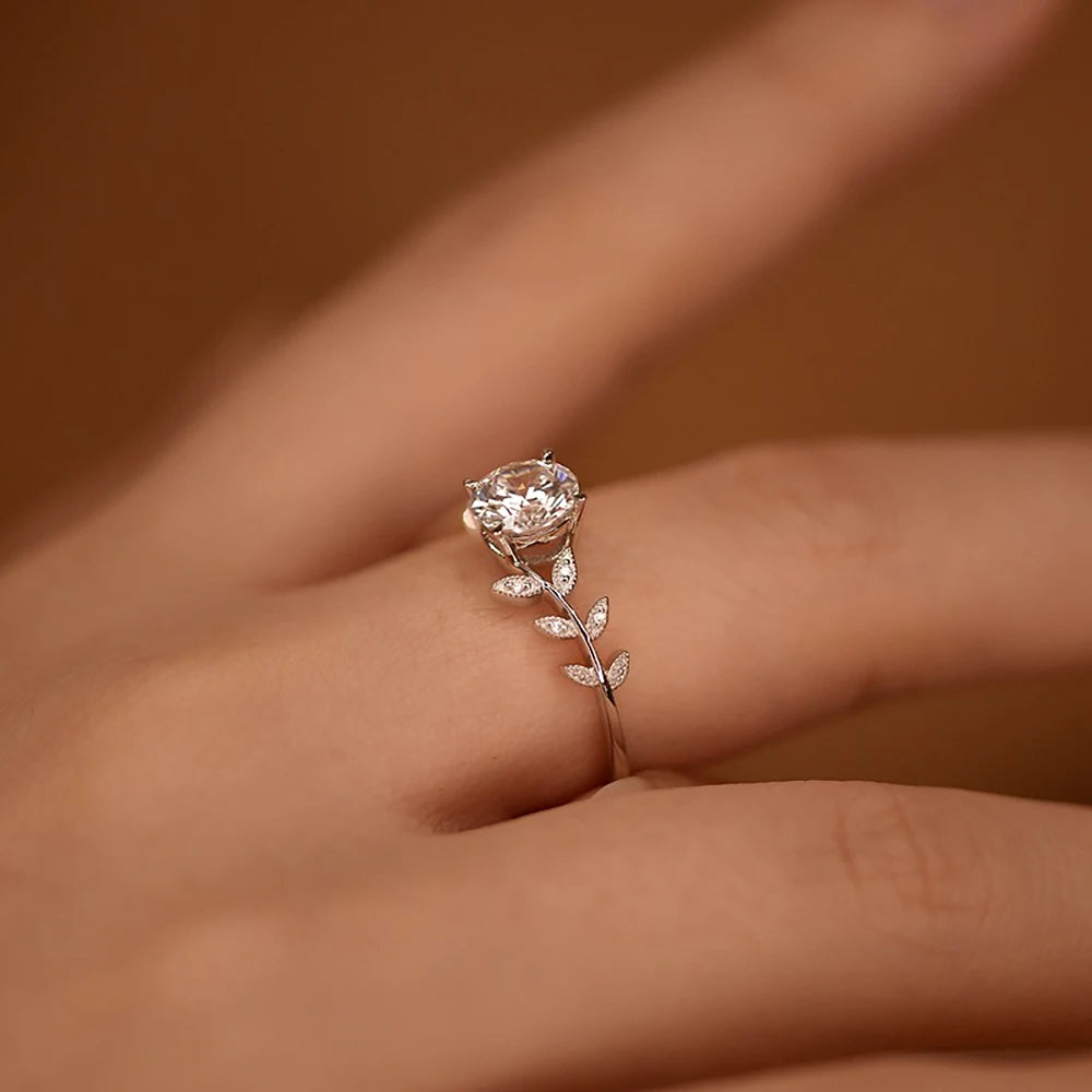 "Leaf of New Beginnings" Moissanite Promise Ring