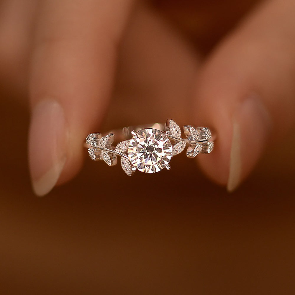 "Leaf of New Beginnings" Moissanite Promise Ring